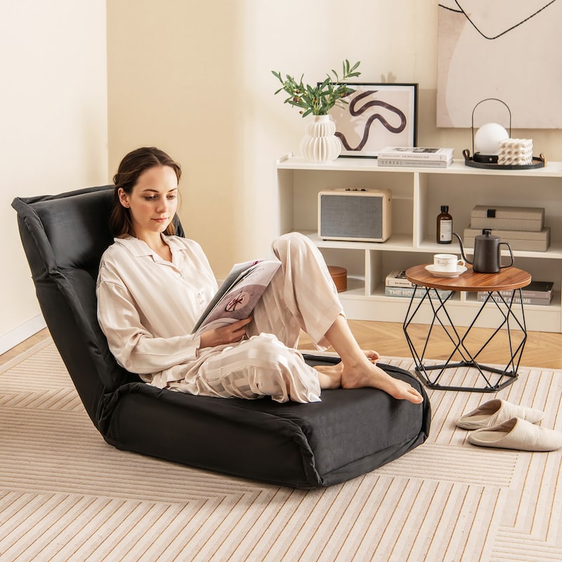 Gymax Folding Floor Chair Convertible Lazy Sofa Chair w/ Adjustable