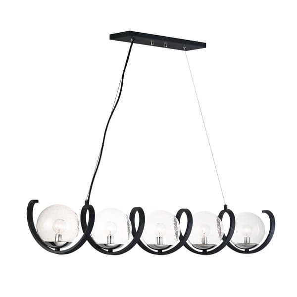slide 2 of 4, Curlicue 5-Light Pendant - black / polished nickel