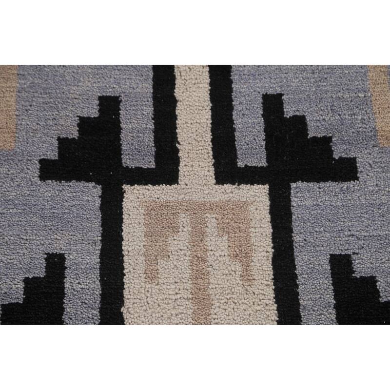 Hand Knotted Oriental 100% Wool Carpet Tribal Navy Blue & Blues Area Rug - 5' 10'' X 4' 0''