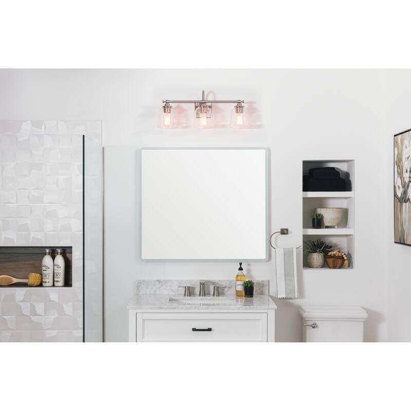 Miseno 36" W x 32" H Rectangular Frameless Wall Mounted Mirror with