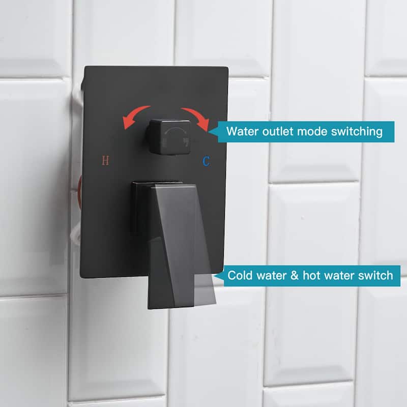 Matte Black 1-handle Square Shower Faucet Shower System - 15.75"*12"