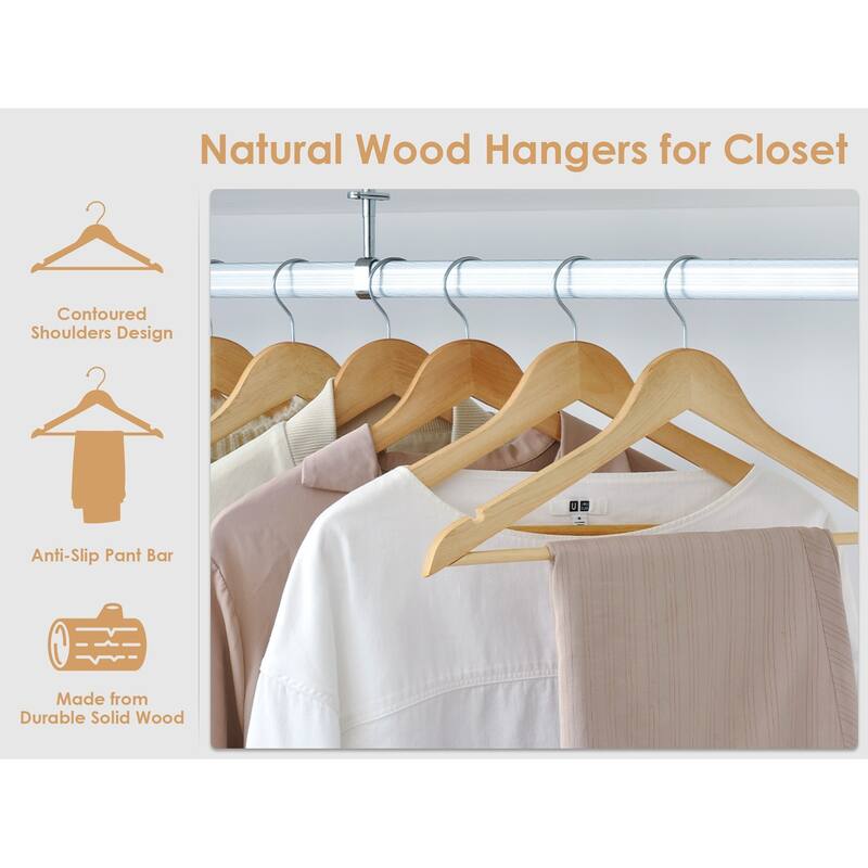 StorageWorks Wooden Clothes Hangers, Hangers for Coats, Shirts, Jackets, Pants, Suits