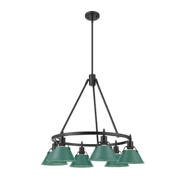 slide 1 of 1, Orwell 6-Light Chandelier in Matte Black with Pine Green - 6 Light Chandelier