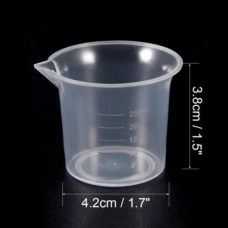 Measuring Cup Labs Clear PP Plastic Graduated Beakers 25ml - Transparent