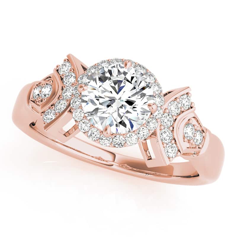 Auriya 14k Rose Gold Lab Grown Round Diamond Halo Engagement Ring 0.50 to 5.00 ct. tw. (F-G VS) - 1.75 ct. center - 5