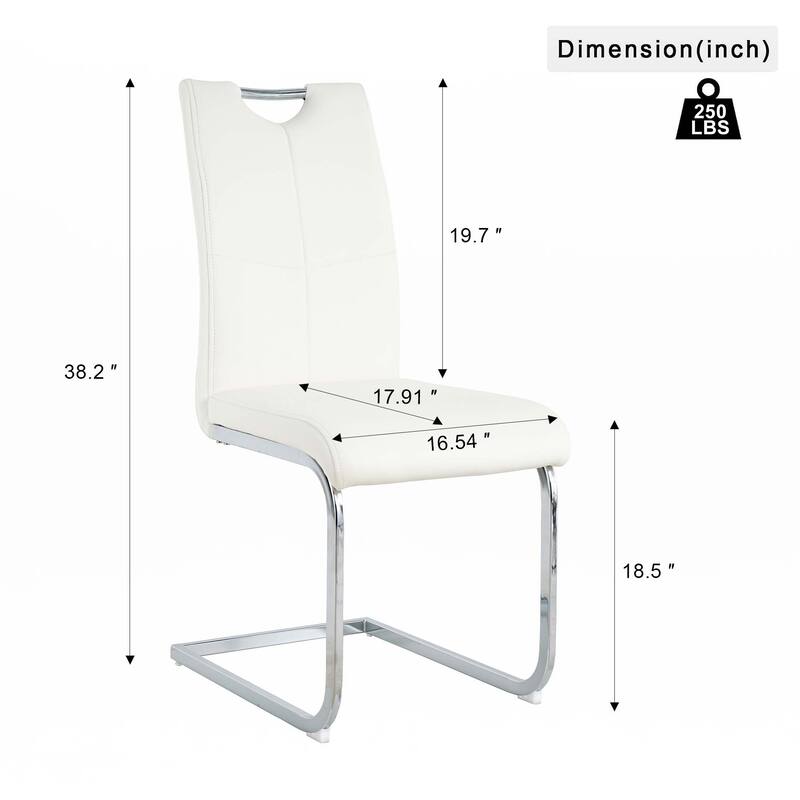 PU Dining Chair Living Room Chair with Silver Leg(Set of 4)