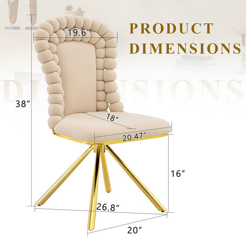 Velvet Armless Dining Chair, Accent Chair with Backrest, Set of 2