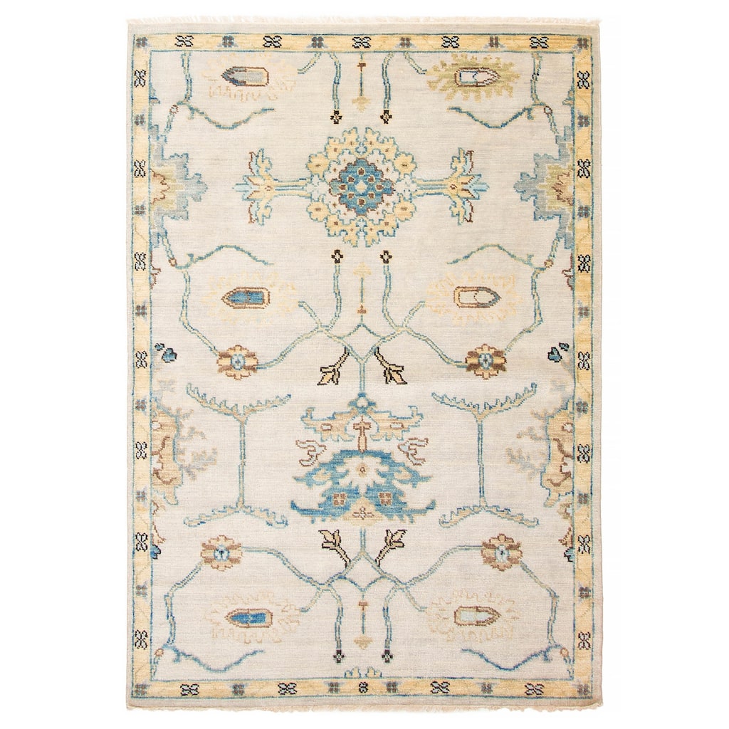 ECARPETGALLERY Hand-knotted Mystique Light Grey Wool Rug - 5'1 x 7'0
