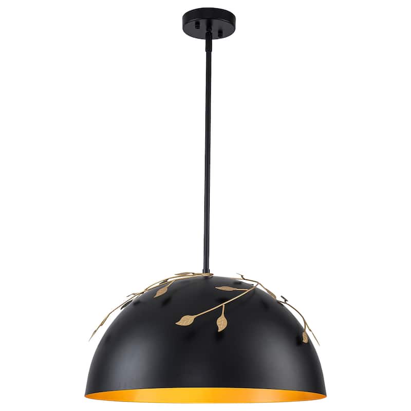 8-Light Matte Black Dome Pendant Light with Gold Interior for Kitchen - Dia.19.69-in