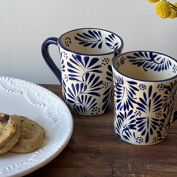 Global Crafts Encantada Handmade Mexican Pottery Mug - Lead-Free, Dishwasher & Microwave Safe