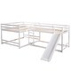 preview thumbnail 4 of 25, Wood Full and Twin Size L-Shaped Bunk Bed with Slide and Short Ladder, Bunk Bed Frame with Slats Support, No Box Spring Needed
