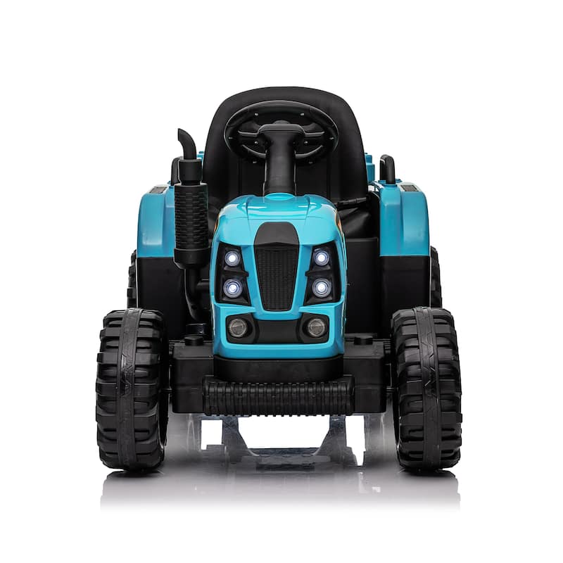 24V Kids Electric Ride-On Tractor with Trailer for Ages 3+, Remote Control & Bluetooth - Blue