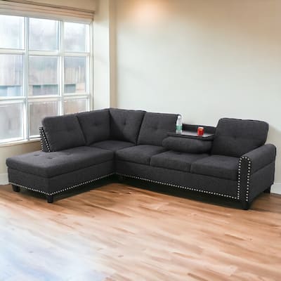 KISRAIS 97.5" Wide 2-Piece Upholstered Sectional Sofa Set for Small Space