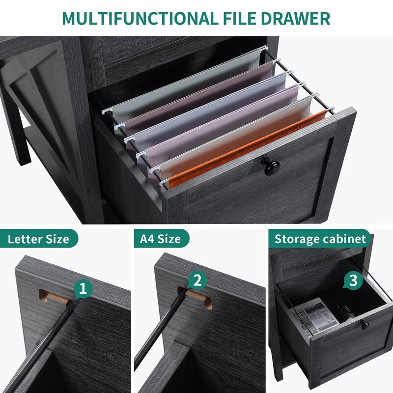 Moasis X-Design Farmhouse 60-inch Corner L-Shaped Computer Gaming Desk with Power Outlets LED Lights