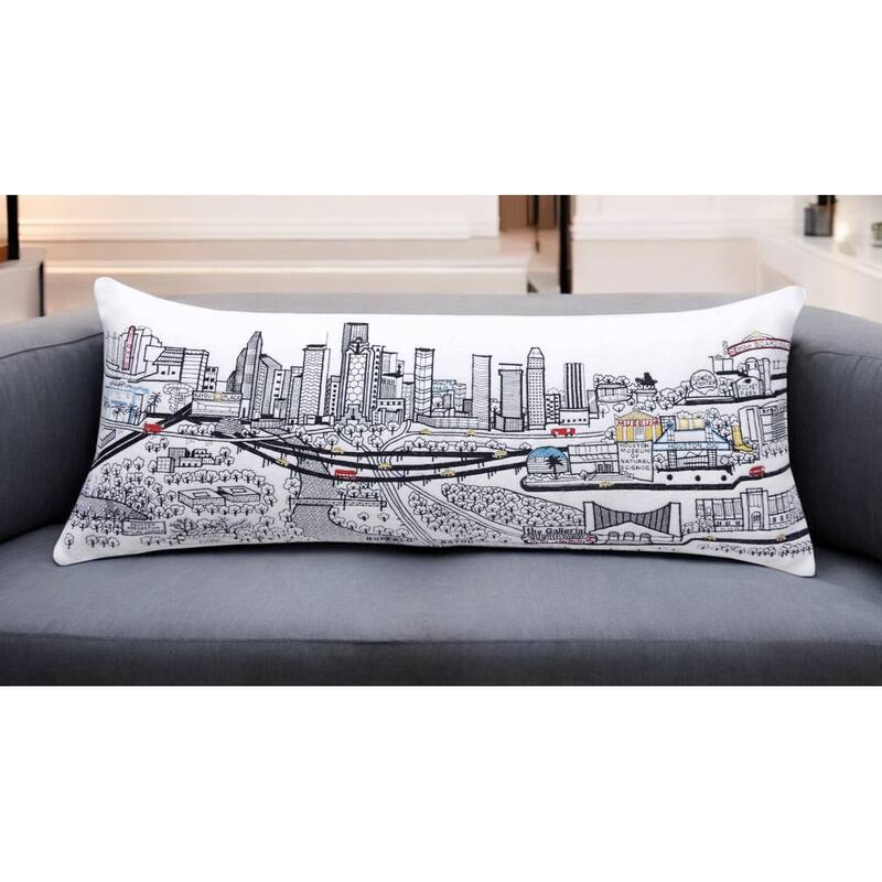 HomeRoots 35" White Houston Daylight Skyline Lumbar Decorative Pillow - Bed Rest - Polyester