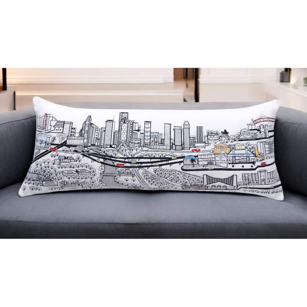 HomeRoots 35" White Houston Daylight Skyline Lumbar Decorative Pillow