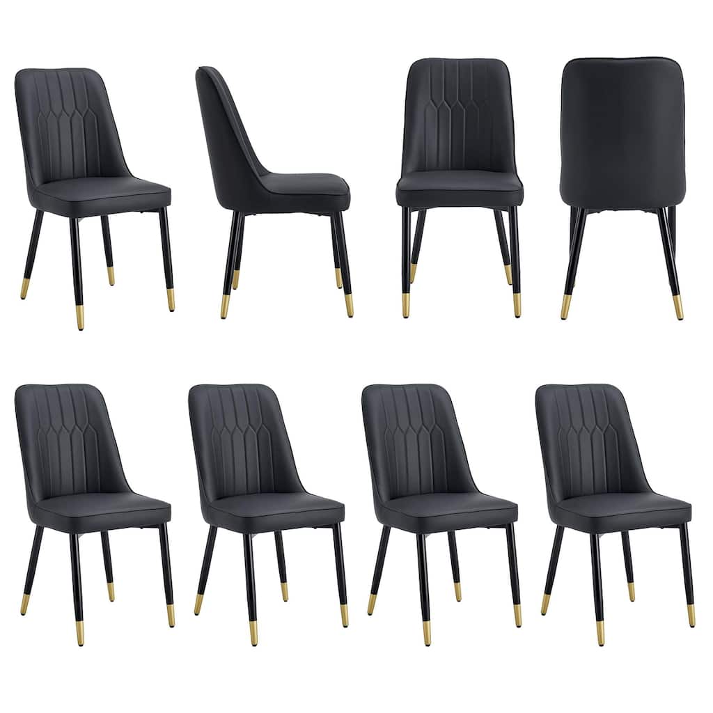 Modern Dining Chairs with PU Leather Backs and Metal Chairs Legs, for Dining Rooms Kitchens, 8-Piece Set
