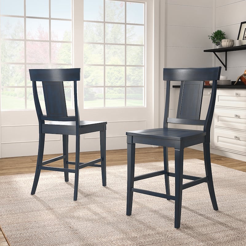 Ronda Panel Back Wood Counter Height Chairs (Set of 2)
