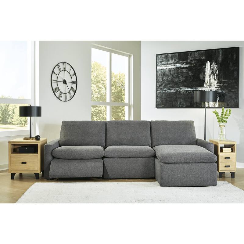 Signature Design by Ashley Hartsdale 3-Piece Reclining Sofa Chaise - 109.5" W x 64" D x 38.5" H - Granite - Right Facing