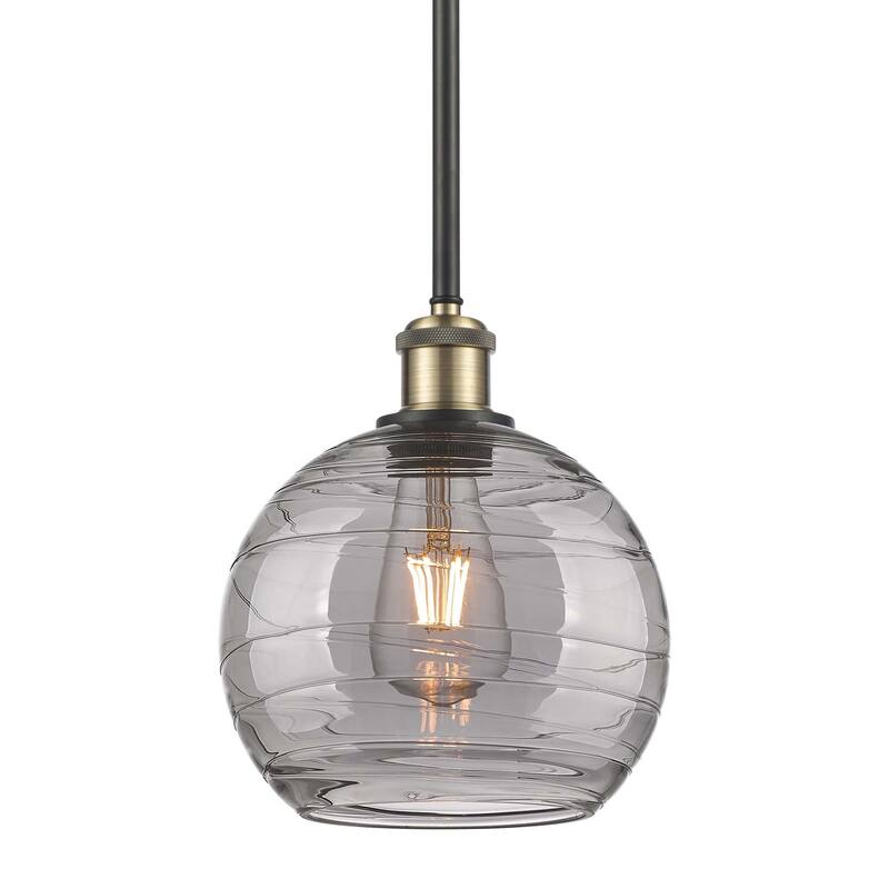 Innovations Lighting 516-1S-10-8 Athens Deco Swirl Pendant Athens Deco - Black Antique Brass / Light Smoke Deco Swirl