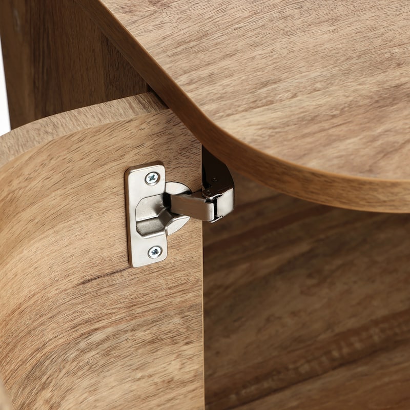 Natural Oak Manufactured Wood 4-Door Sideboard Cabinet - 71" Wide