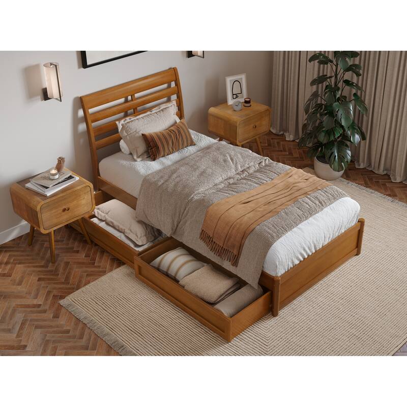 Emelie Platform Bed with Panel Footboard and Storage Drawers