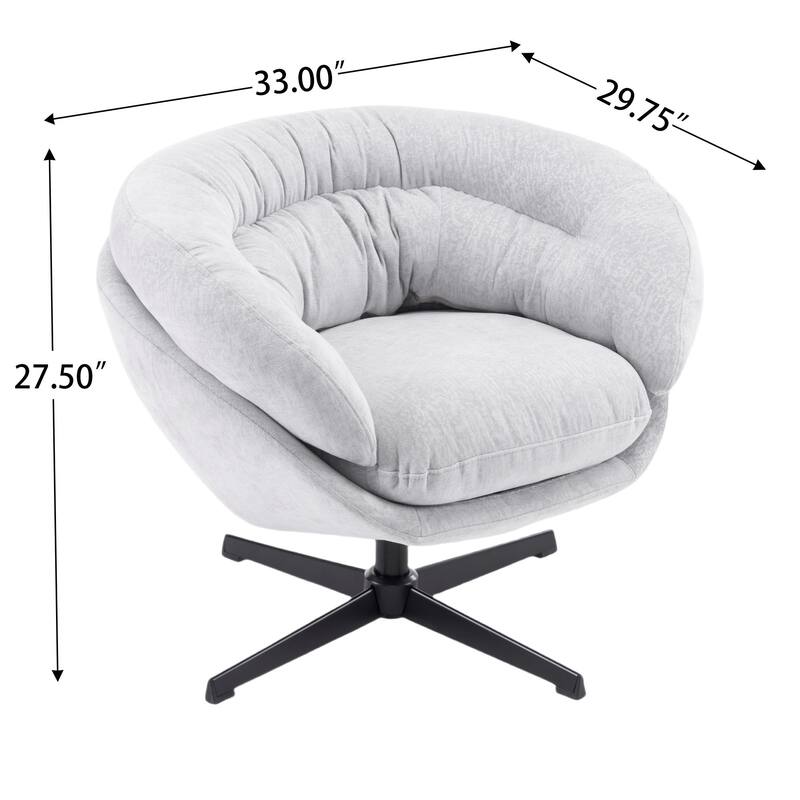 Ergonomic Chenille Office Chair Swivel Chair, Rotating Chair Club Chair Accent Chair with Removable Cushion