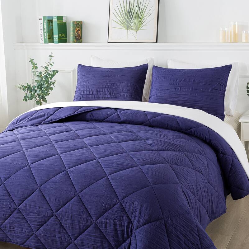 3 Pieces Quilted Comforter Set with 2 Pillow Shams