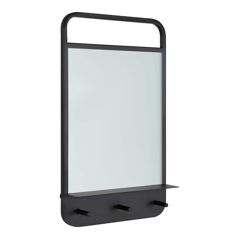 Kate and Laurel Decatur Hanging Wall Organizer with Hooks - 18x5x30 - 18x5x30 - Black