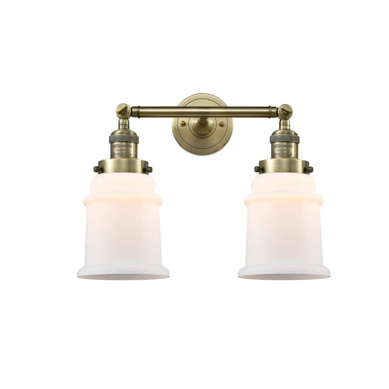 Innovations Lighting Canton 2 Light 17" Wide Bathroom Vanity Light - Antique Brass / Matte White