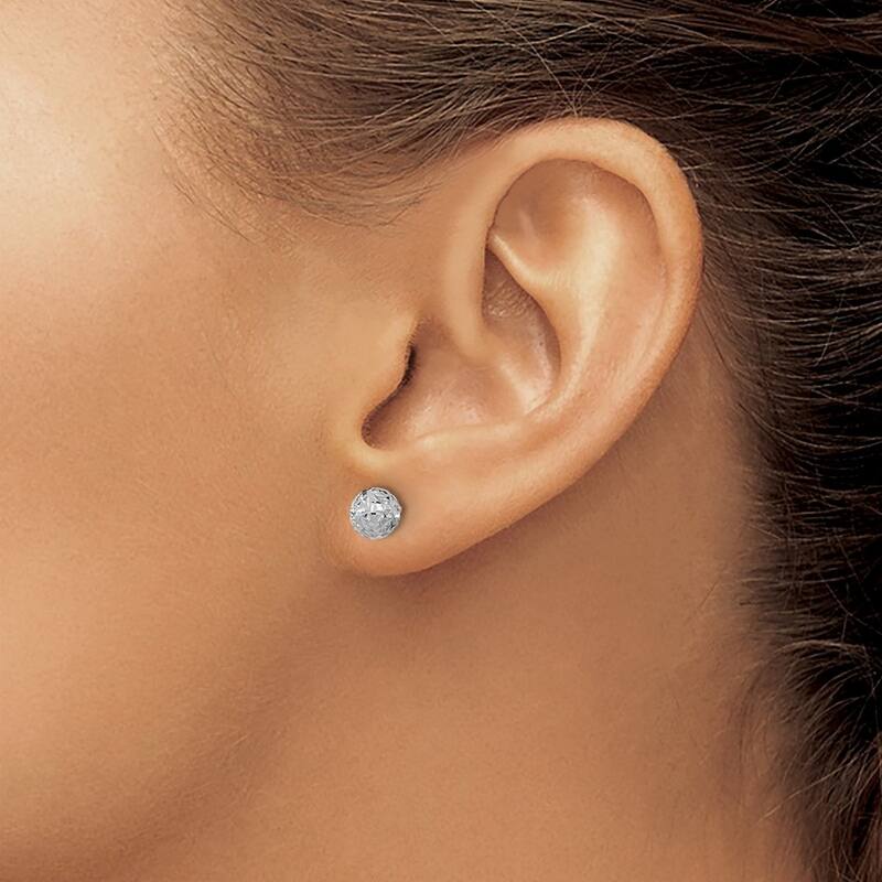 Curata 14k Yellow or White Gold 6mm Textured Faceted Ball Post Earrings