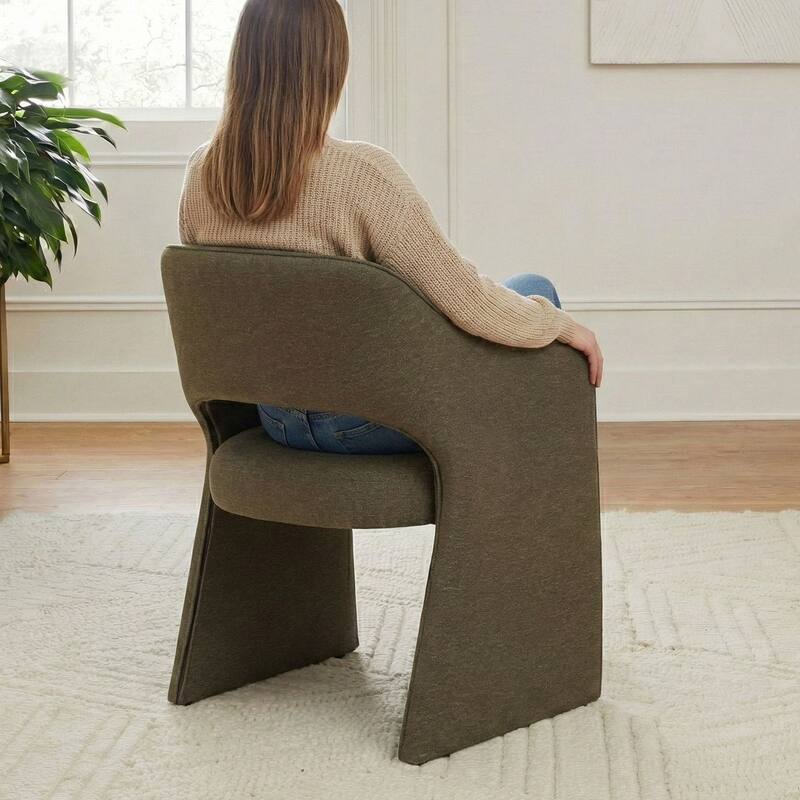 Upholstered Dining Chairs Set of 4 with Open-Back Design and Performance Fabric