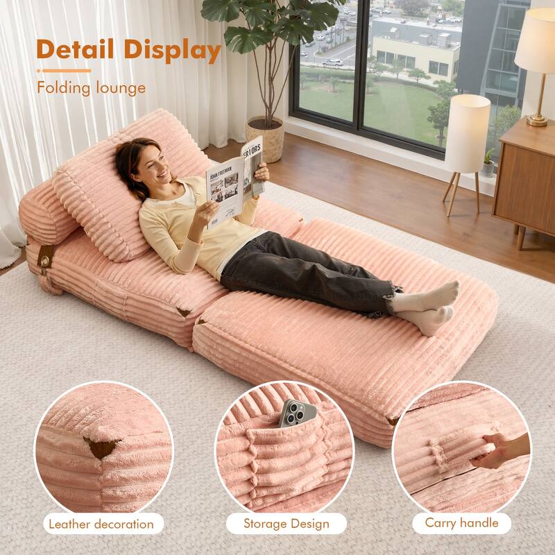 HOOOWOOO Modern Upholstery Fabric Folding Sofa Couch