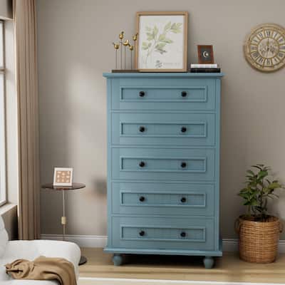 Vintage 5 Drawers Chest Classic Storage Cabinet with Metal Handle