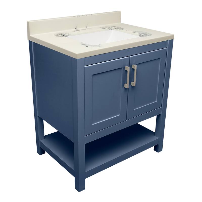 Taos 31" Bathroom Vanity with Cultured Marble Vanity Top Sink in White with White Basin