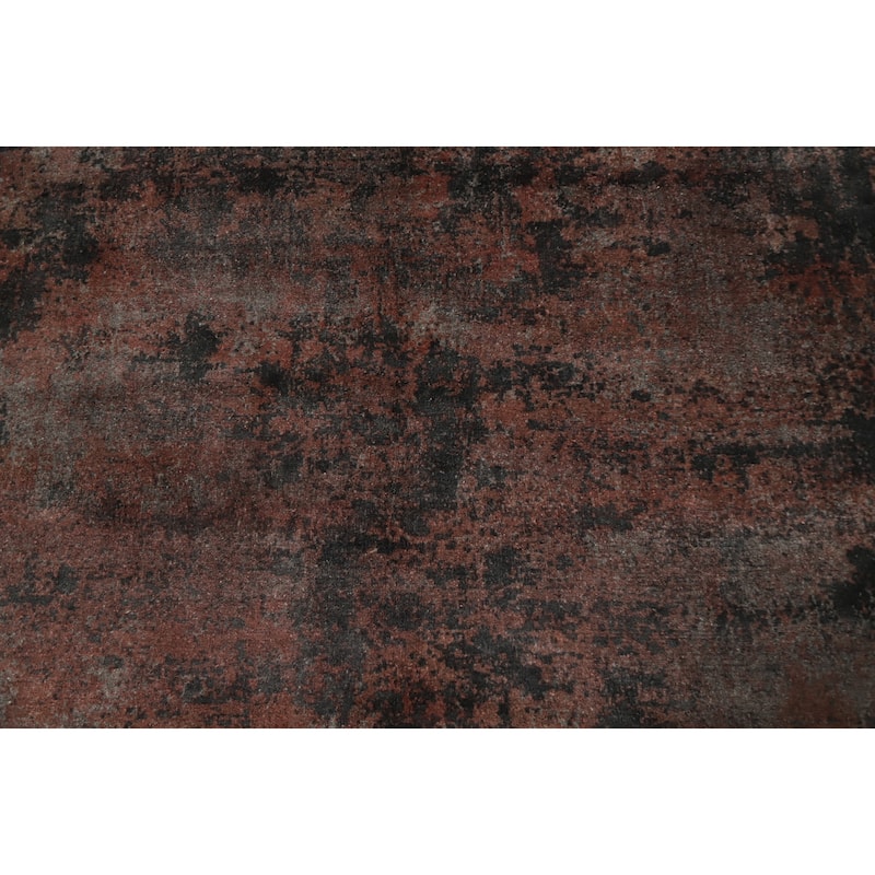 Hand Knotted Oriental Viscose Silk Carpet Modern Abstract Oranges & Rust Abstract Area Rug - 7' 9'' X 5' 9''