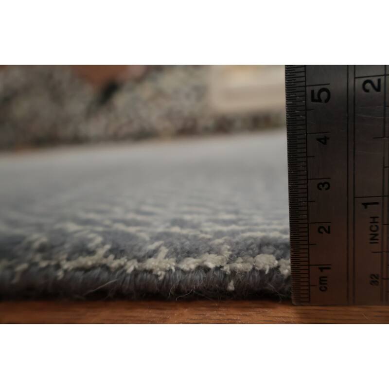Hand Knotted Oriental 100% Wool Carpet Modern Geometric Greys & Charcoal Contemporary Area Rug - 8' 0'' X 4' 9''
