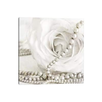 iCanvas "White Rose With Pearls" by Tom Quartermaine Canvas Print