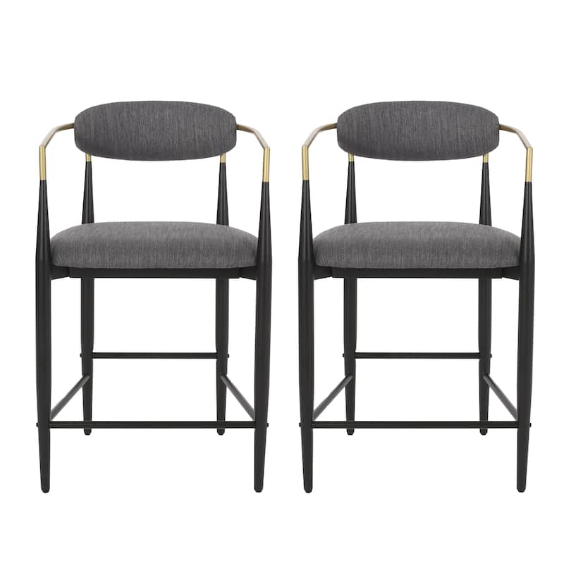 Christopher Knight Home Elmore Fabric and Iron 25-Inch Tall Counter Stools (Set of 2)