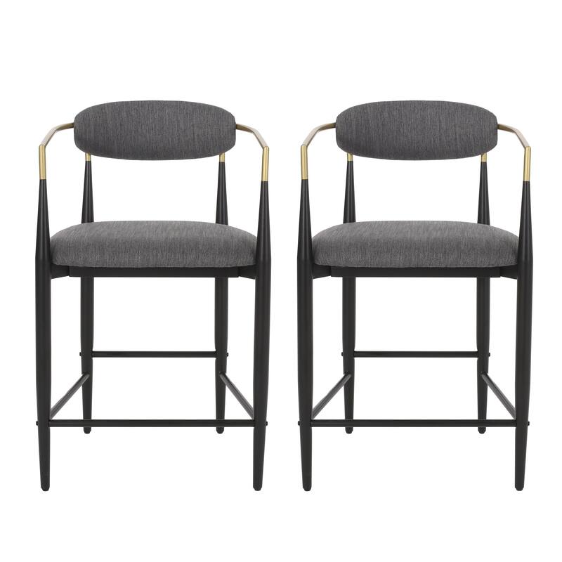 Elmore Fabric and Iron 25 Inch Counter Stools (Set of 2) by Christopher Knight Home On Sale