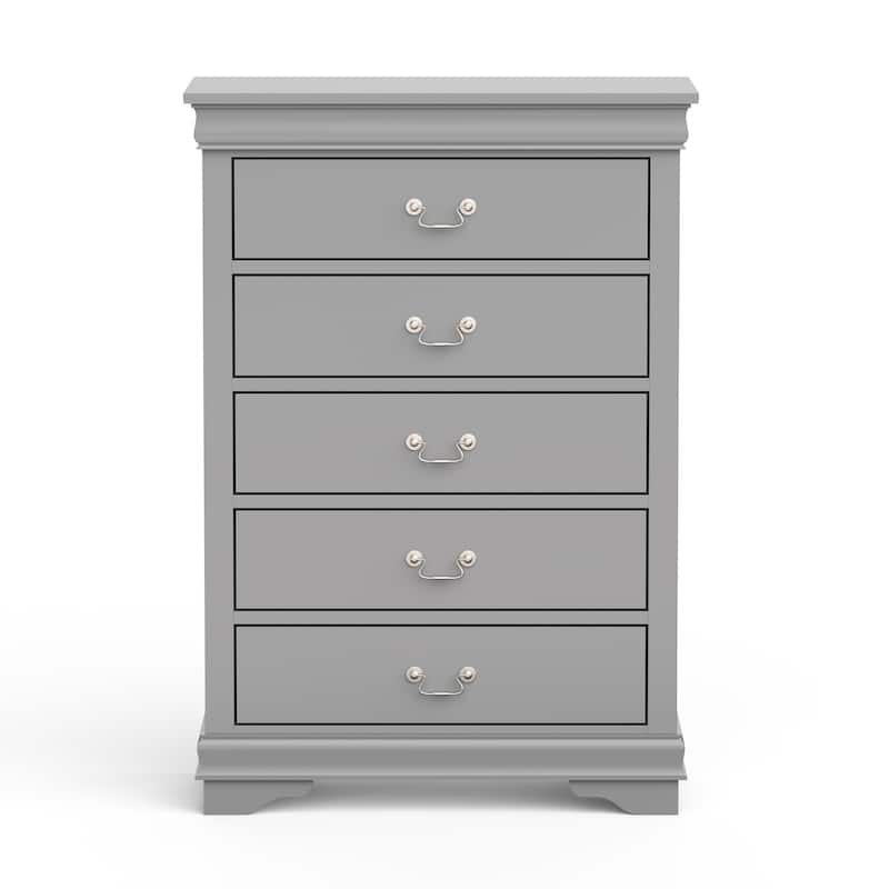48" Tall Modern Gray Solid Wood 5-drawer Storage Chest