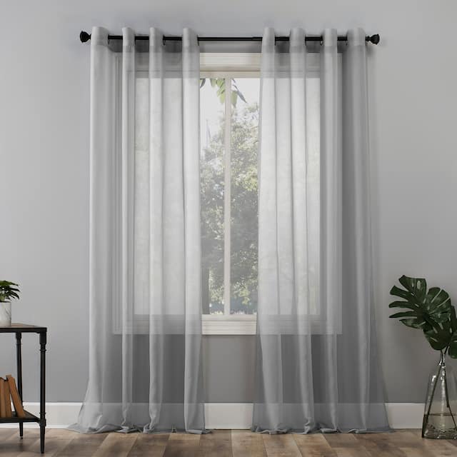 No. 918 Emily Voile Sheer Grommet Curtain Panel- Single Panel - 59x108 - Silver Gray