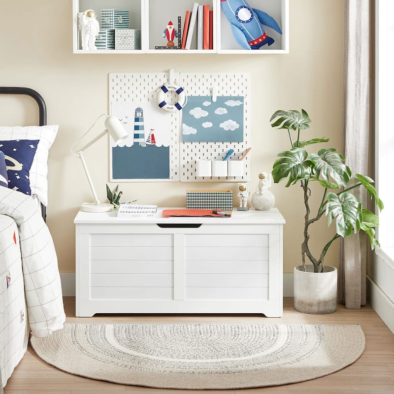 Wooden Storage Chest with 2 Safety Hinges for Toys, Blankets, and Clothes