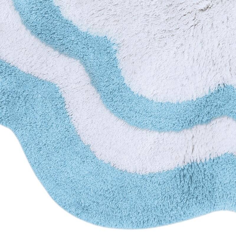 Sherry Kline 32" Scalloped Edge Round Bathmat Two Tone Color