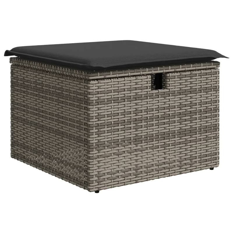 vidaXL Patio Stool with Cushion Ottoman Outdoor Seating Cube Seat Poly Rattan - 21.7 x 21.7 x 14.6