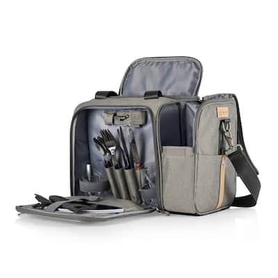 Picnic Time Malibu PT Frontier Edition Picnic Basket Cooler, (Heathered Gray with Black Accents)