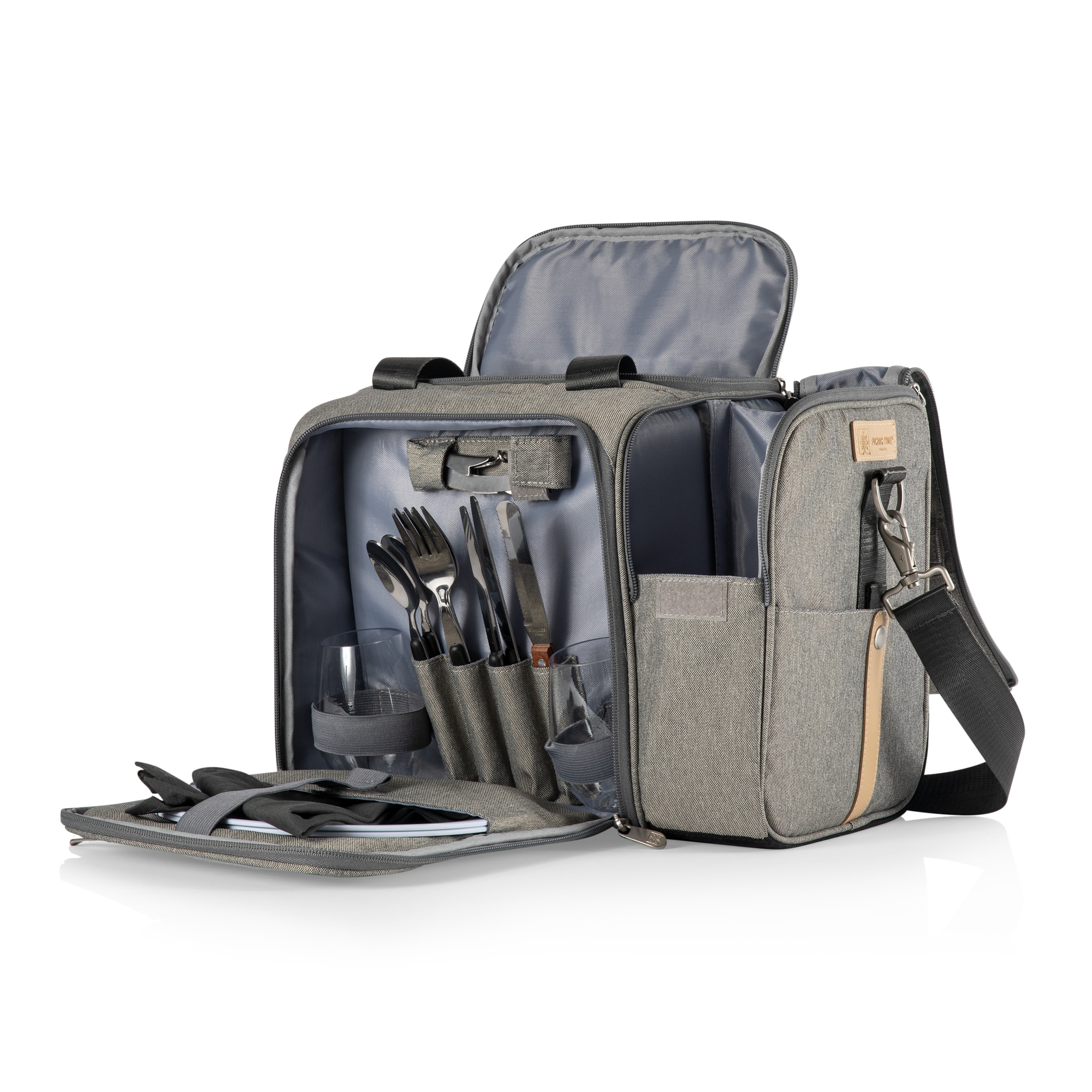 Picnic Time Malibu PT Frontier Edition Picnic Basket Cooler, (Heathered Gray with Black Accents)