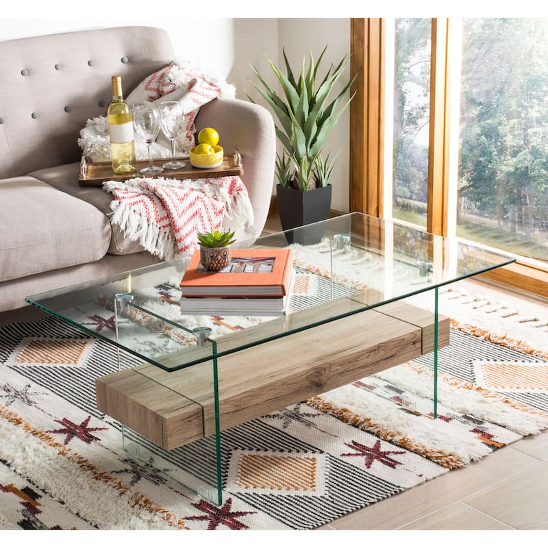 SAFAVIEH Kayley Modern Glass Coffee Table - 43.3" x 23.6" x 16.5"