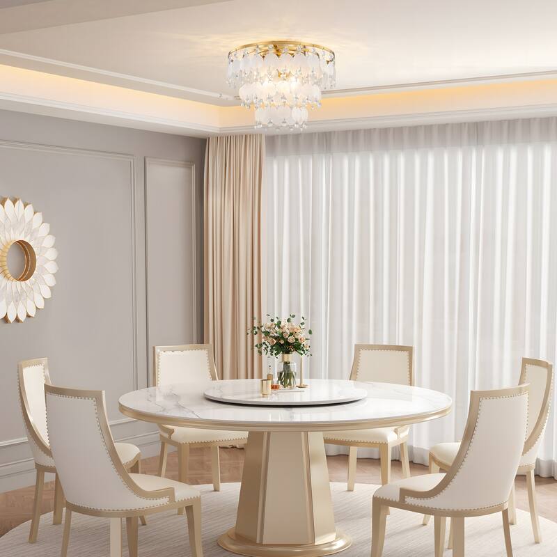 Starsky Coastal 3-Light Tiered Shell Flush Mount