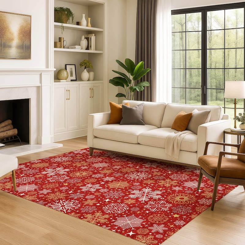 Premium Washable Super Soft Winter Snowflake Mayfield Rug
